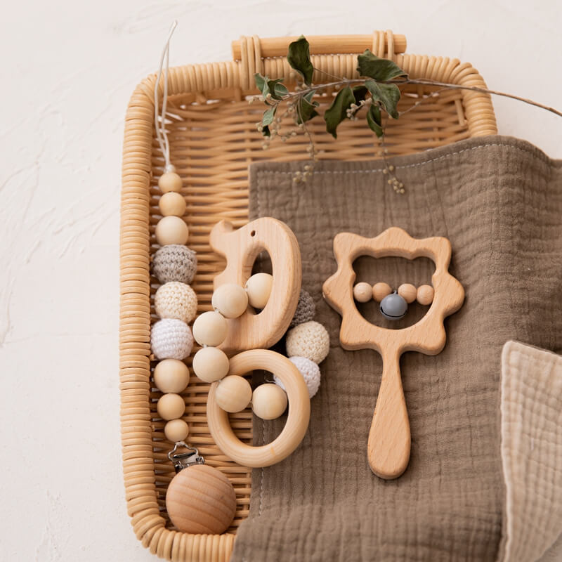 gift idea Baby Pack Rattle Pacifer Teether Wood Toys Baby gifts