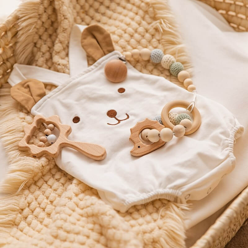 gift idea Baby Pack Rattle Pacifer Teether Wooden Toys Baby gifts christmas