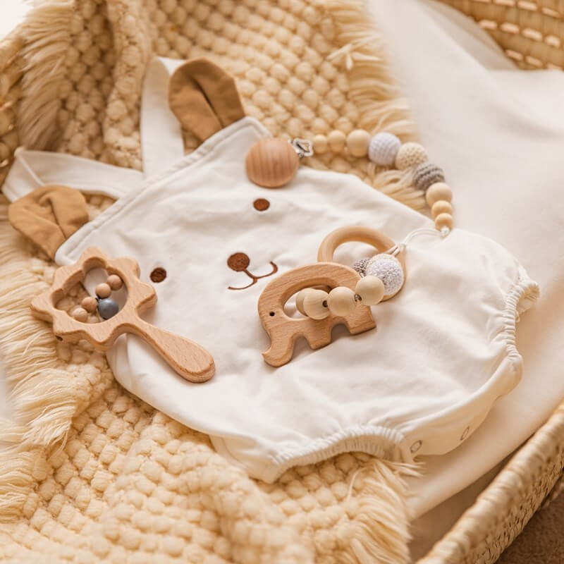 gift idea Baby Pack Rattle Pacifer Teether Wooden Toys Baby gifts