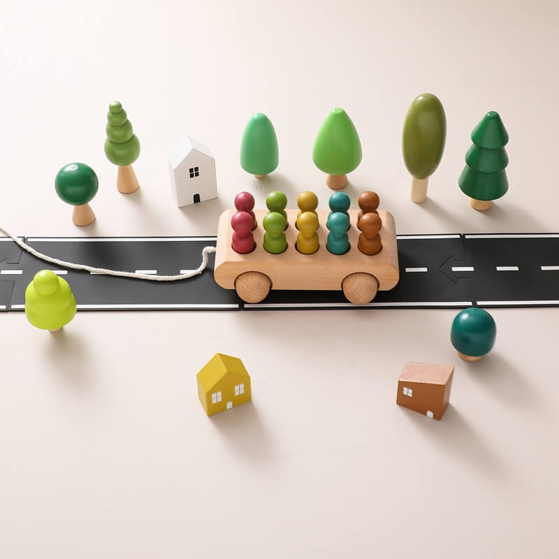 Wooden Bus nordic Car montessori gift birthday