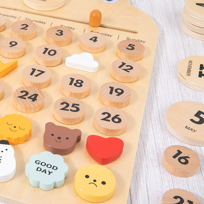Montessori Educational Calendar Wood Toy Learning christmas gift