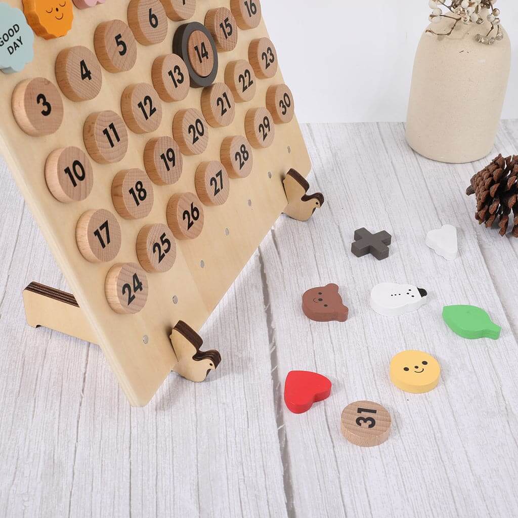 Montessori Educational Calendar Wood Toy Learning kids