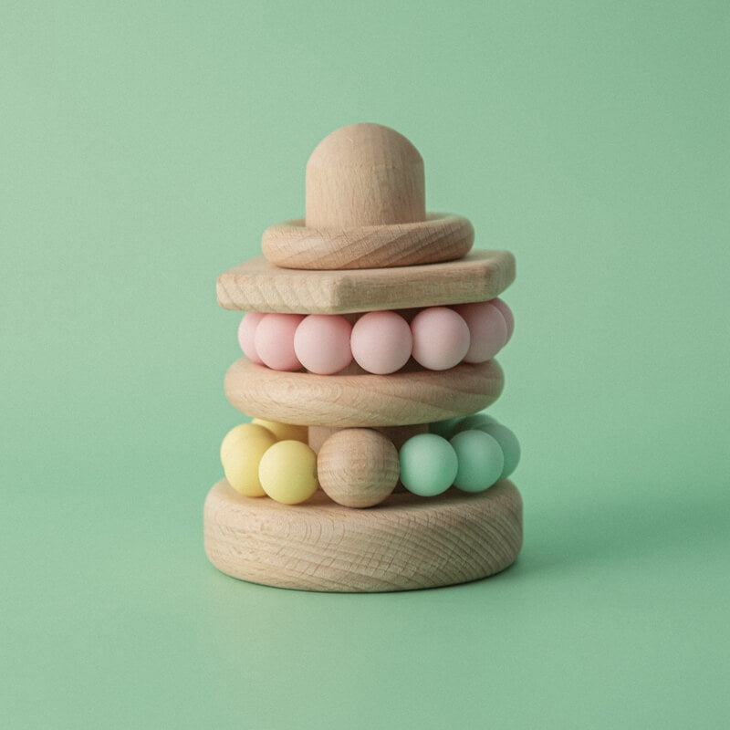 child's cognitive development fine motor skills high-quality wooden stacking rings. Montessori-inspired toy perfect babies toddlers, ordering sequencing skills, concentration, imagination. durable wood, cute stylish nursery playroom birthday gift newborn toddler toddlers kids kid christmas