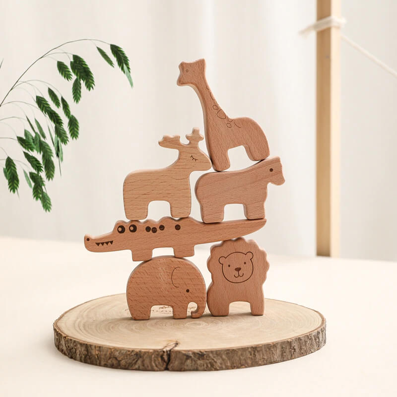 Montessori wooden toy animals toddler gift idea
