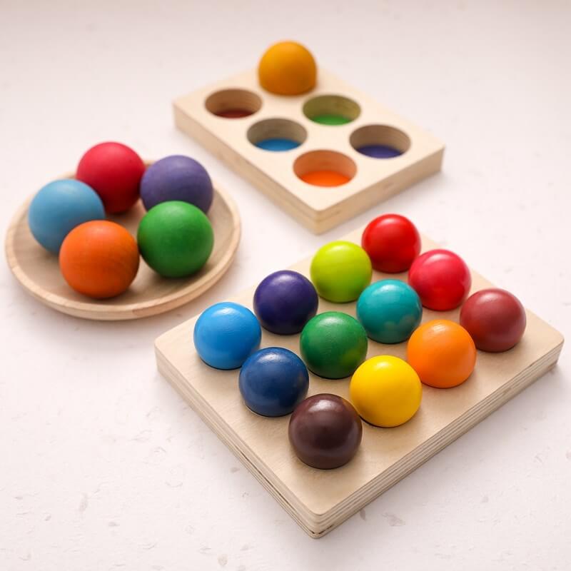 Baby Educational Rainbow wood balls toy christmas