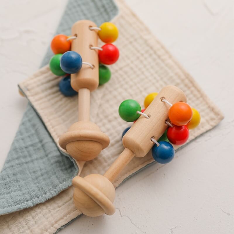 Rattle Newborn gift idea baby organic wooden