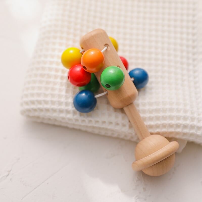 Rattle gift idea baby toddler organic wood