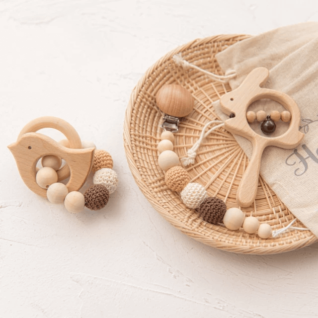 gift idea Rattle Pacifer Teether Wooden Toys Baby gifts