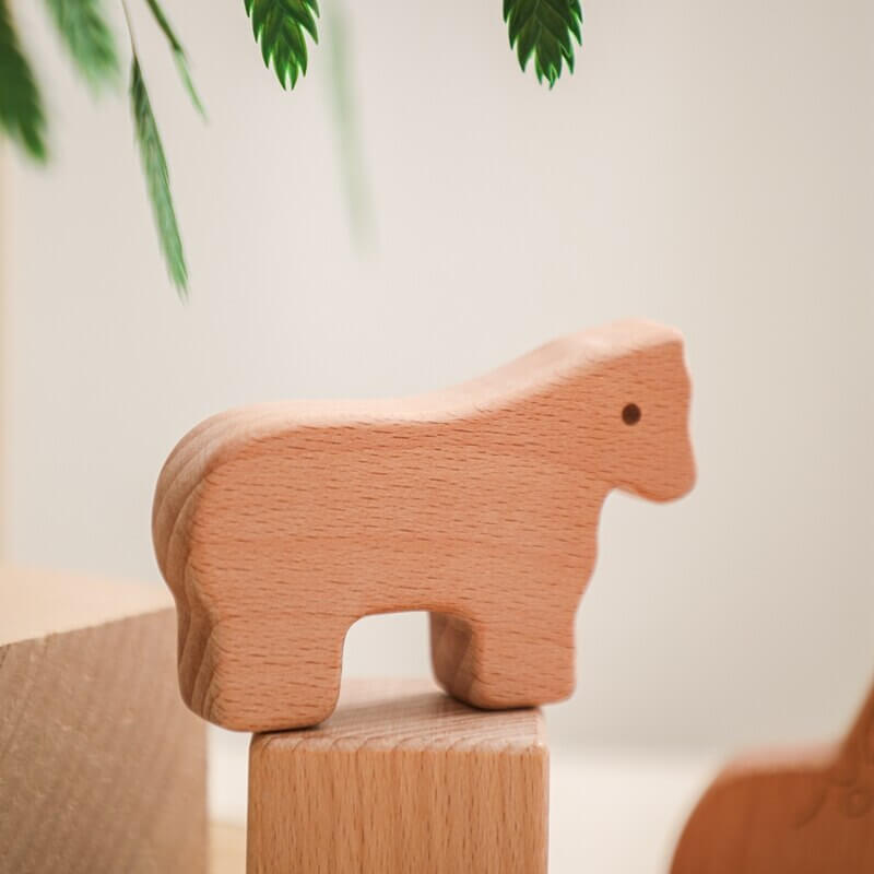 Montessori wooden toy animals toddler farm learning