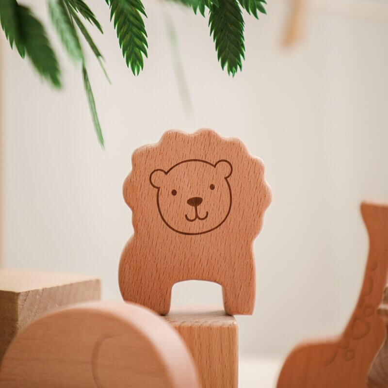 Montessori wooden toy animals toddler cute lion