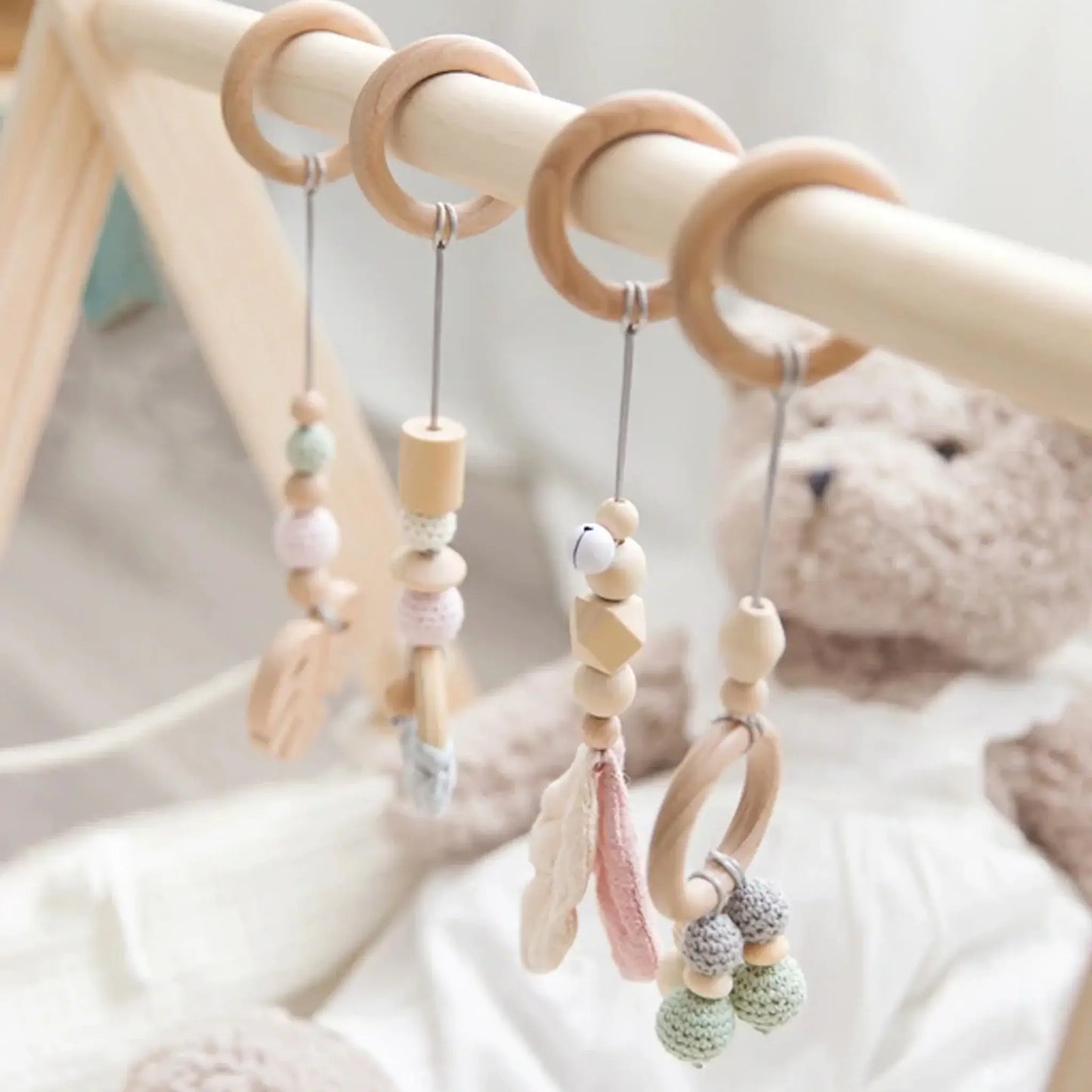 Colorful stimulating Spring Hanging Baby Gym toy set babies fine motor skills brain development decor piece bedroom nursery home babies newborn handmade gift birthday christmas
