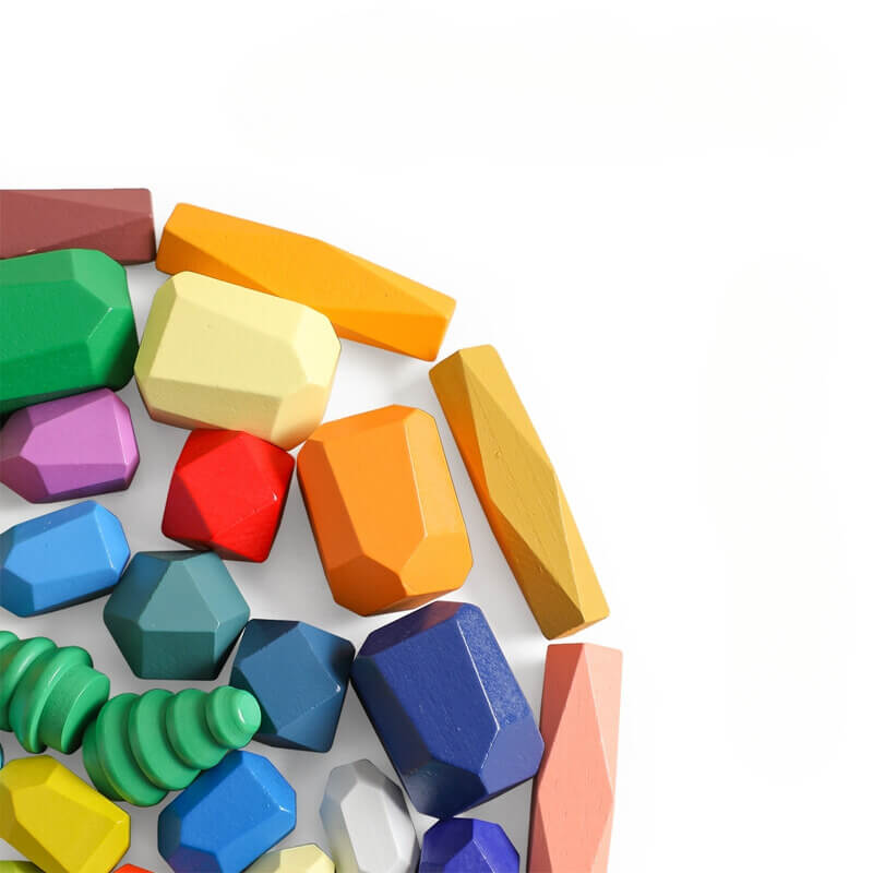 Montessori wooden stacking stones high-quality beech wood safe, water-based paints vibrant colors, sensory motor development, problem-solving skills, creativity. kids toddlers children toddler gift birthday christmas