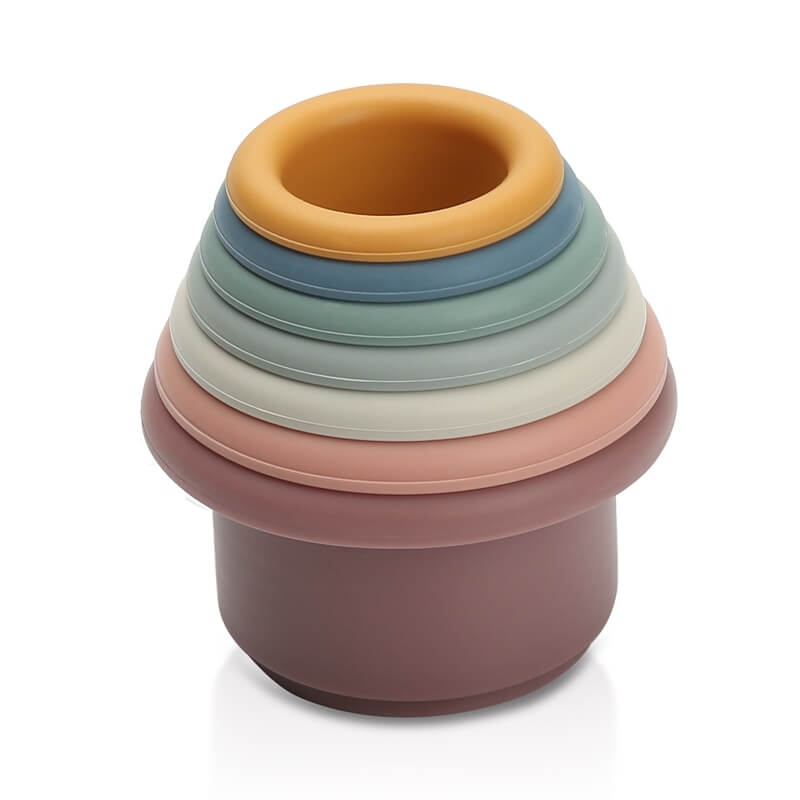 Stacking Cups colorful flexible educational toys food-grade silicone child hand-eye coordination fine motor skills colors Safe easy to clean entertaining bright colors fun stacking options gift birthday christmas baby bath toys babies toddler toddlers