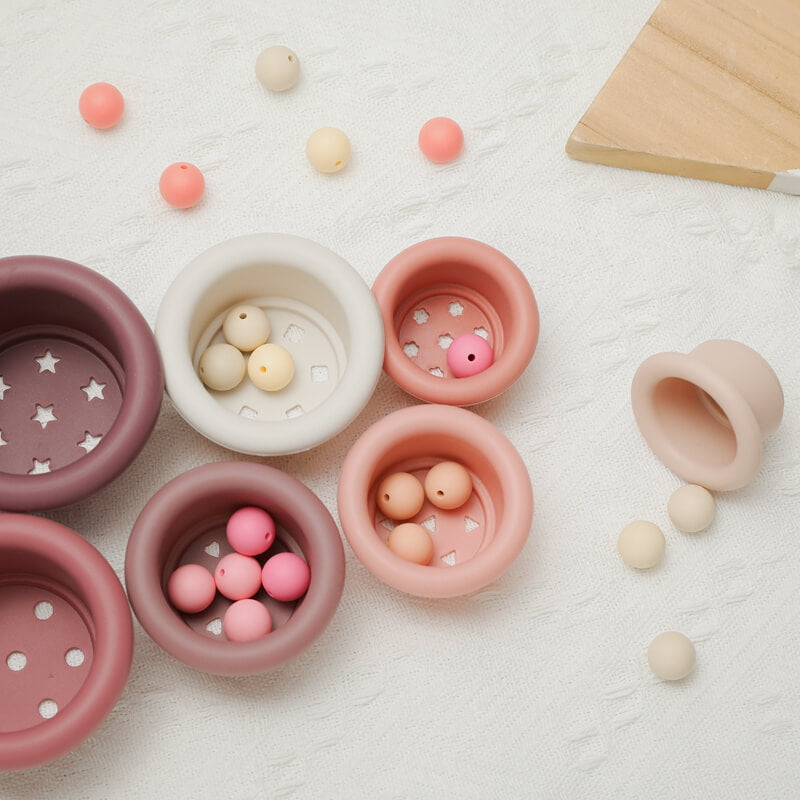 Stacking Cups colorful flexible educational toys food-grade silicone child hand-eye coordination fine motor skills colors Safe easy to clean entertaining bright colors fun stacking options gift birthday christmas baby bath toys babies toddler toddlers