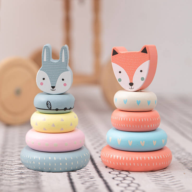 stacking cute animals toy educational wooden toy problem-solving skills, fine motor skills, hand-eye coordination. safe round edges easy children stack wooden rings, sorting, sequencing, and building. A perfect gift newborns, toddlers, kids, animal-themed stacking toy durable cute, stylish playroom nursery, birthday, christmas