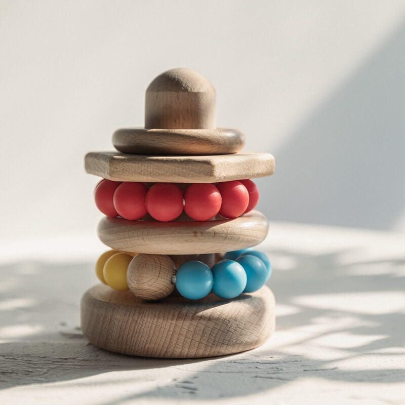 child's cognitive development fine motor skills high-quality wooden stacking rings. Montessori-inspired toy perfect babies toddlers, ordering sequencing skills, concentration, imagination. durable wood, cute stylish nursery playroom birthday gift newborn toddler toddlers kids kid christmas