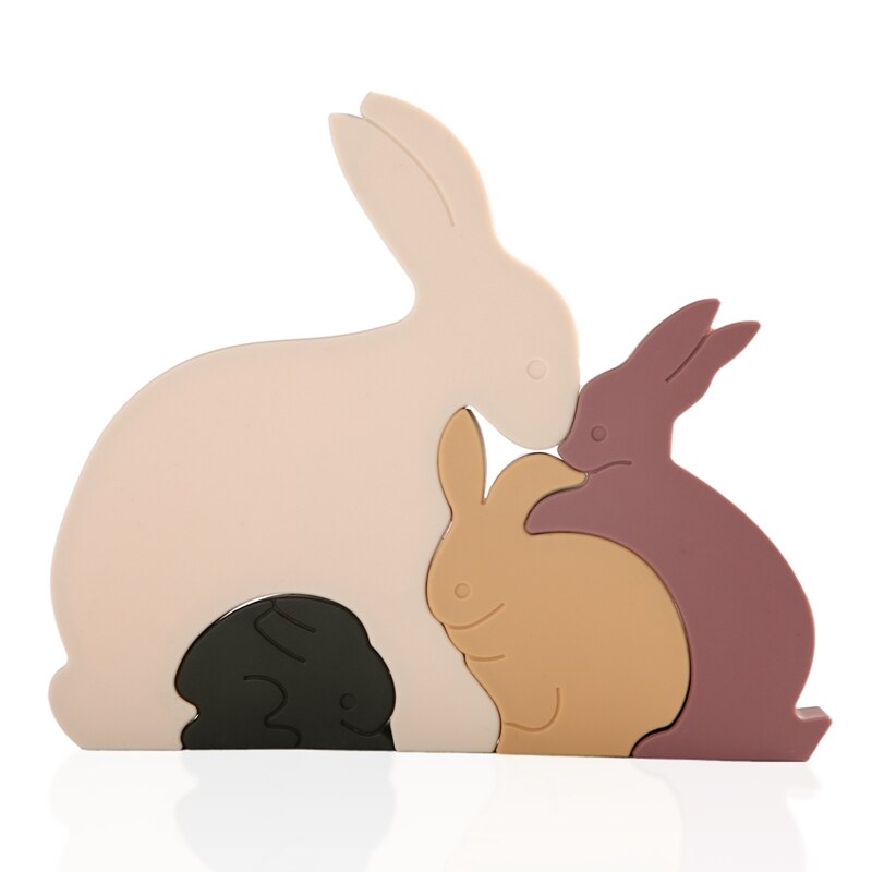 ANIMAL FAMILY PUZZLE-MONTONOMY Montessori educational toys Pastel RABBIT