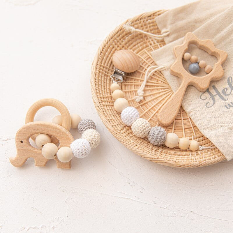 Childrens Toys Baby Pack Rattle Pacifer Teether Educational Toys Wooden Toys Baby gifts Play