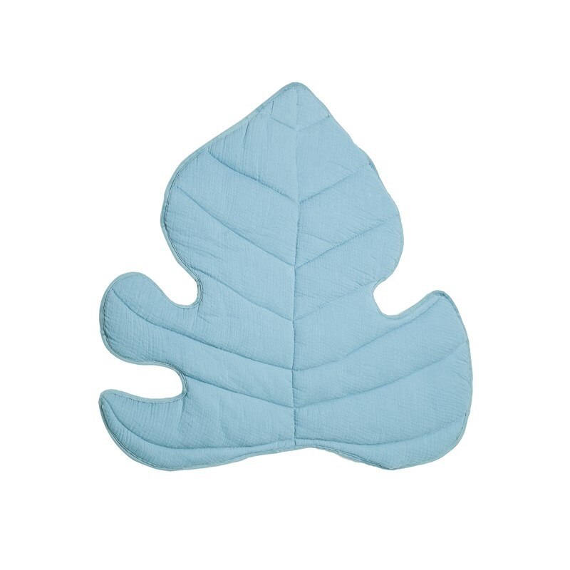 Crawling mat montessori baby toddler blue leaf