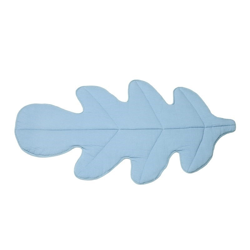 Crawling mat montessori baby toddler long blue leaf
