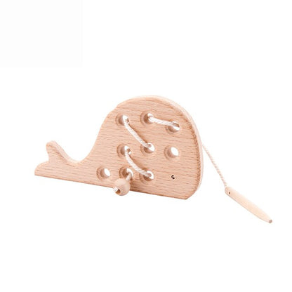 Threading Board Lacing Toy - Wooden toy for hand-eye coordination, fine motor skills, and creativity. Ideal educational toy for kids. Montessori Learning Educational Gift idea Birthday Christmas Quality Wood Organic Wooden Toys Toddler Baby Board Puzzle