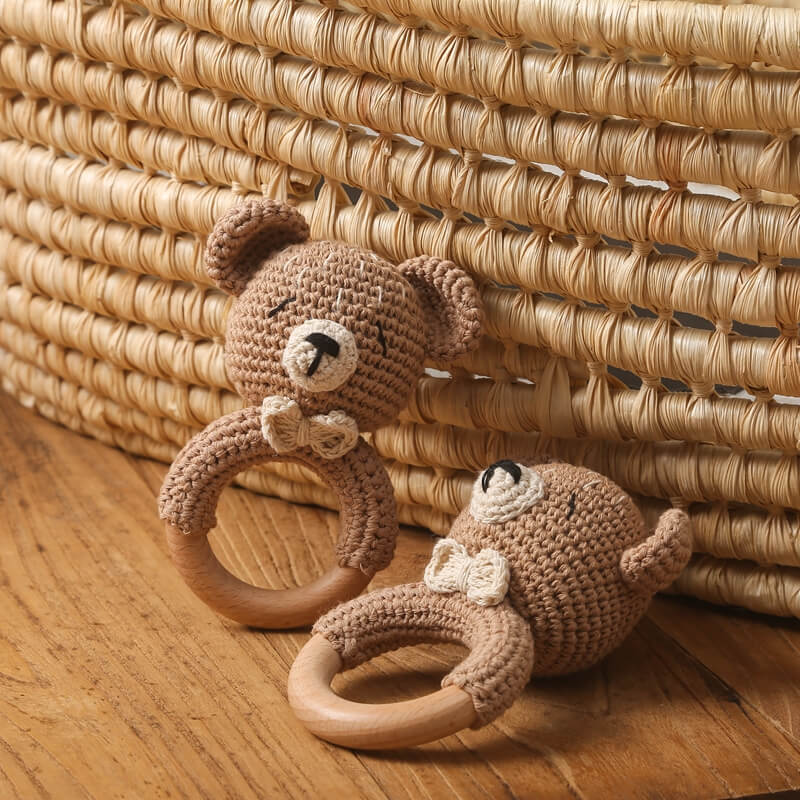 Handmade Crochet Rattle Bear gift birthday