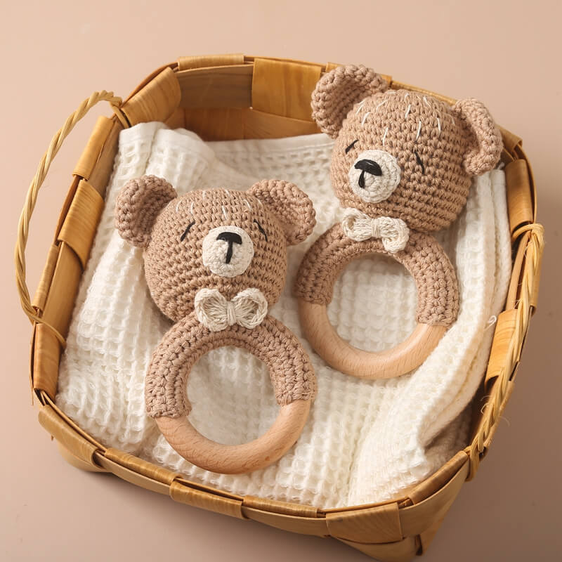 Handmade Crochet Rattle Bear gift newborn idea