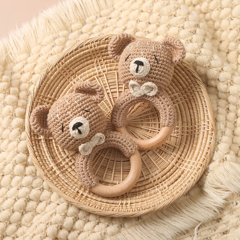 Handmade Crochet Rattle Bear gift birthday quality
