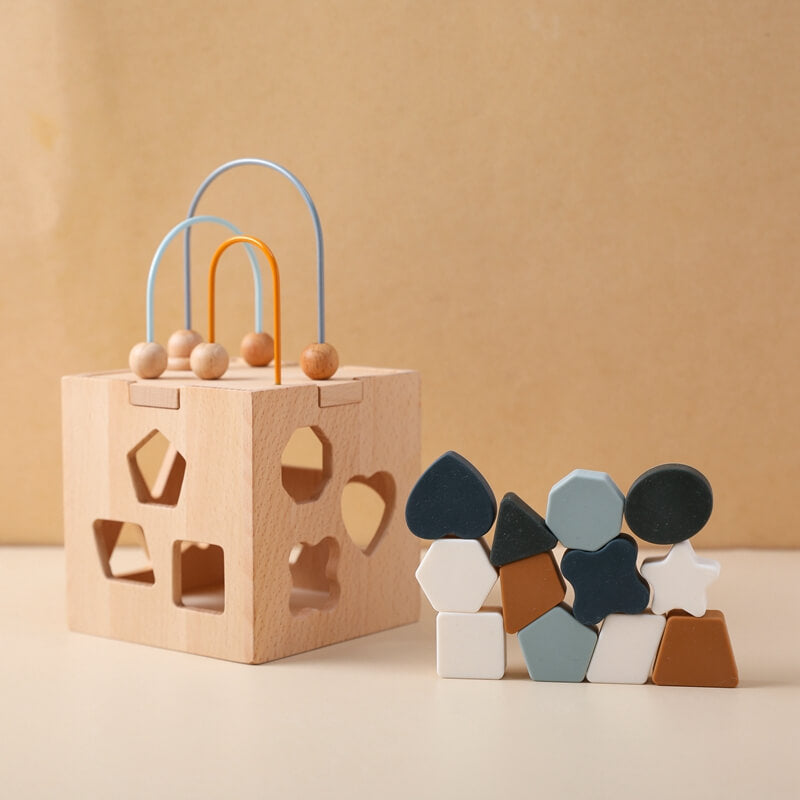 Shapes Discovery Box wooden activity cube toddlers colorful shapes fine motor skills, problem-solving, shape recognition. safe practical toy entertainment learning, mini abacus counting container  pieces. perfect choice parents child development. kids toddler toddler preschoolers gift birthday christmas