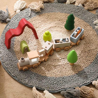 Wooden Train Set, hands-on learning, problem-solving, cognitive development, spatial awareness, fine motor skills, educational toy, birthdays, Christmas, Easter, Hanukkah, Halloween, Valentine's Day, Kwanzaa.