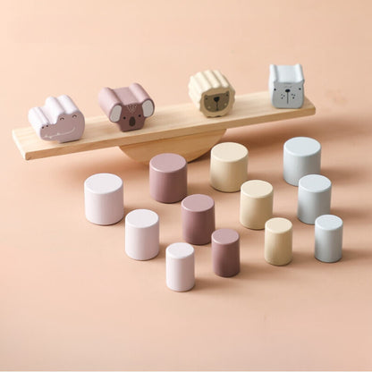 ANIMAL TOWER BALANCE Montessori construction educational wooden toy babies toddlers children building blocks wooden balance high quality wood birthdays Christmas