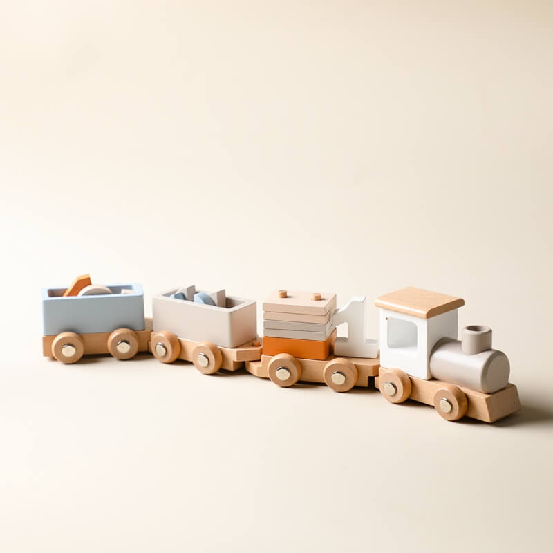 Wooden Train Set, hands-on learning, problem-solving, cognitive development, spatial awareness, fine motor skills, educational toy, birthdays, Christmas, Easter, Hanukkah, Halloween, Valentine's Day, Kwanzaa.