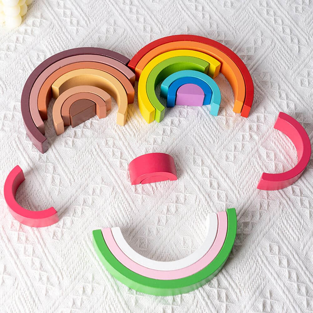 Wooden Rainbow toy for children imaginative play problem-solving skills high-quality wood safe for babies toddlers gift for birthdays, Christmas, baby showers, Easter, Halloween, Valentine's Day, Hanukkah, Kwanzaa.