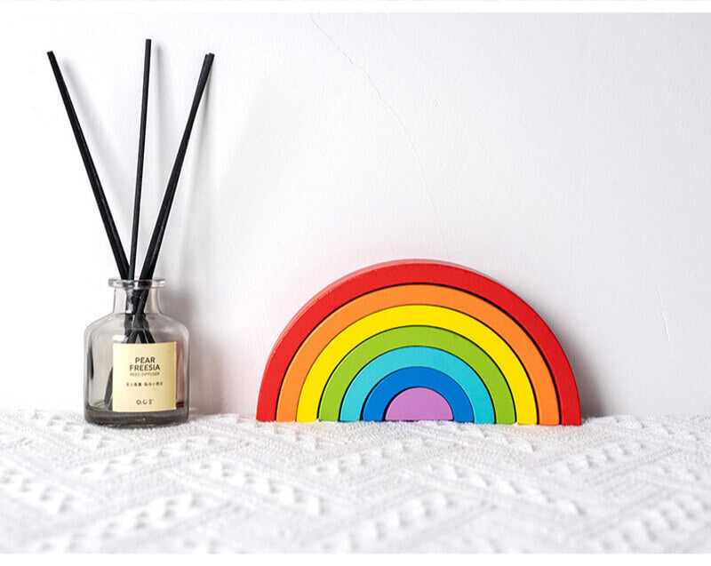 Wooden Rainbow toy for children imaginative play problem-solving skills high-quality wood safe for babies toddlers gift for birthdays, Christmas, baby showers, Easter, Halloween, Valentine's Day, Hanukkah, Kwanzaa.