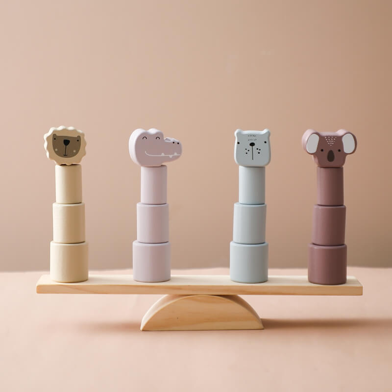ANIMAL TOWER BALANCE Montessori construction educational wooden toy babies toddlers children building blocks wooden balance high quality wood birthdays Christmas