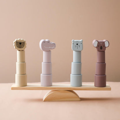 ANIMAL TOWER BALANCE Montessori construction educational wooden toy babies toddlers children building blocks wooden balance high quality wood birthdays Christmas