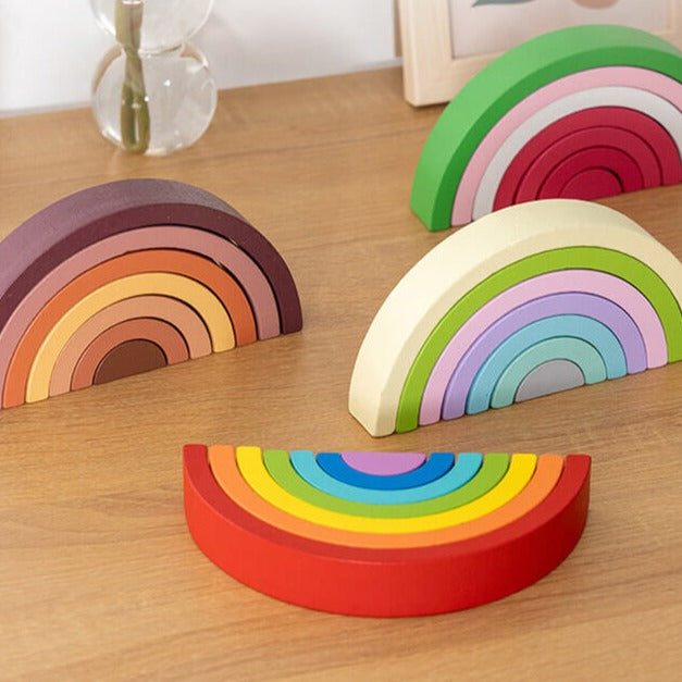 Wooden Rainbow toy for children imaginative play problem-solving skills high-quality wood safe for babies toddlers gift for birthdays, Christmas, baby showers, Easter, Halloween, Valentine's Day, Hanukkah, Kwanzaa.