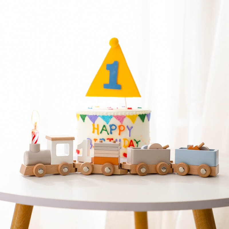 Wooden Train Set, hands-on learning, problem-solving, cognitive development, spatial awareness, fine motor skills, educational toy, birthdays, Christmas, Easter, Hanukkah, Halloween, Valentine's Day, Kwanzaa.
