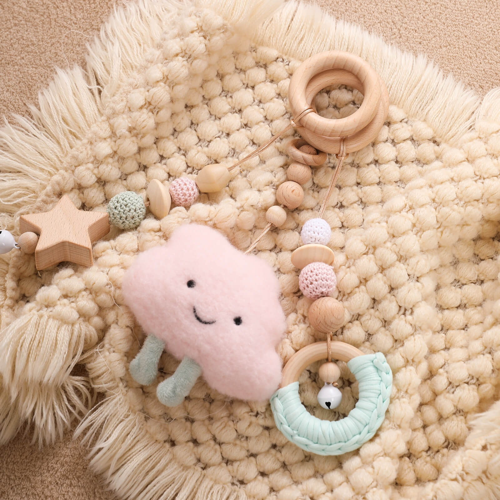 Cloud Play Gym Set - Soft and cozy play gym set featuring a fluffy cloud theme for your baby's playtime