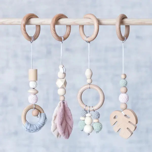 Colorful stimulating Spring Hanging Baby Gym toy set babies fine motor skills brain development decor piece bedroom nursery home babies newborn handmade gift birthday christmas