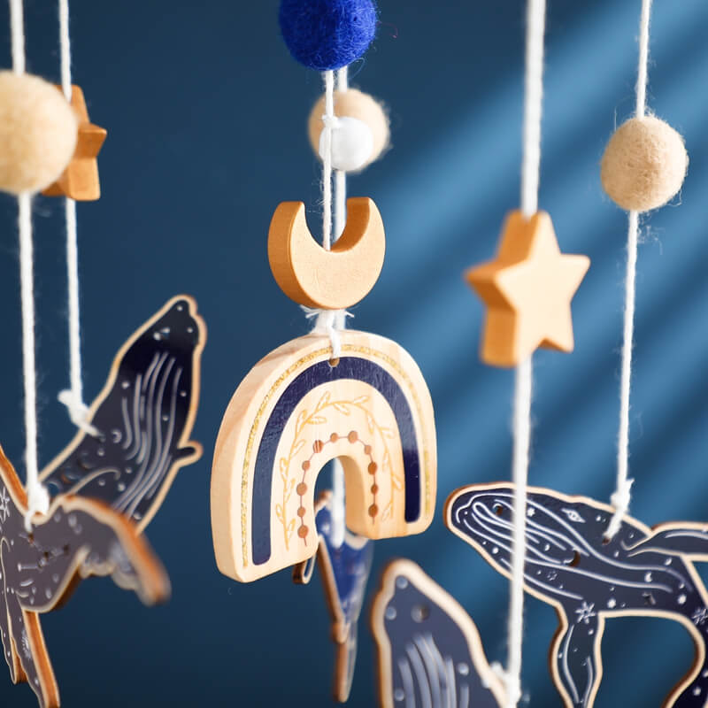 Adorable Whale Baby Mobile - Perfect Nursery Decor Cognitive Development - Premium Quality Wooden Toy - Ideal Gift  Showers, Birthdays, Holidays - Handmade  ocean marine fish