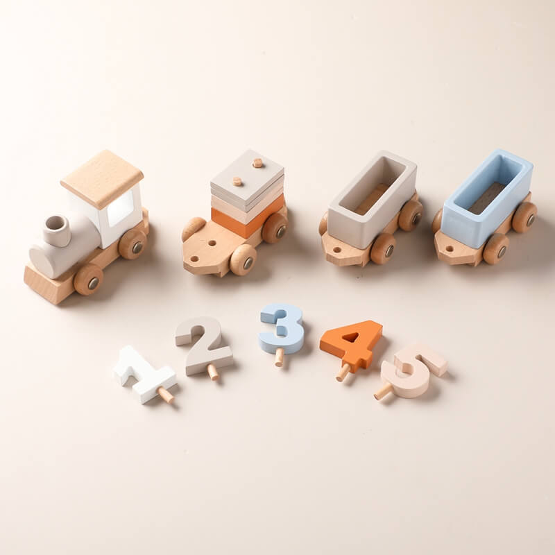 Wooden Train Set, hands-on learning, problem-solving, cognitive development, spatial awareness, fine motor skills, educational toy, birthdays, Christmas, Easter, Hanukkah, Halloween, Valentine's Day, Kwanzaa.