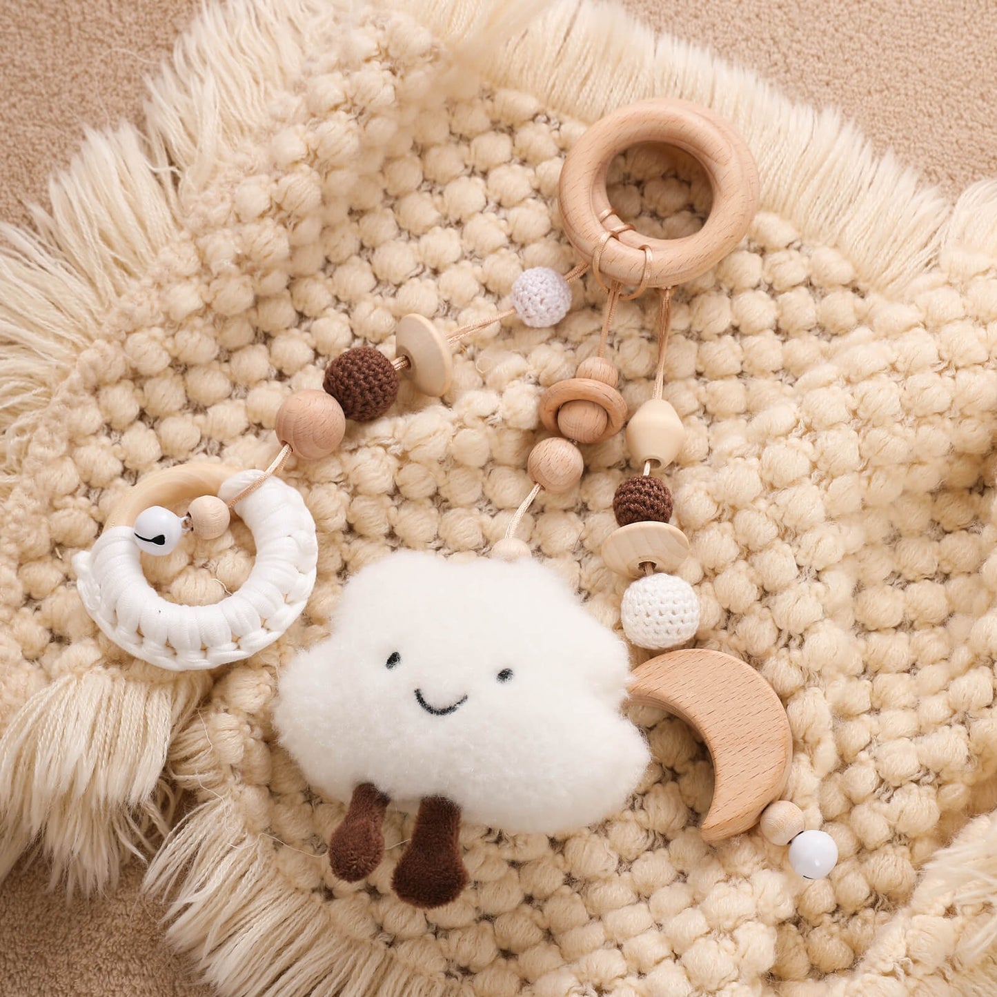 Cloud Play Gym Set - Soft and cozy play gym set featuring a fluffy cloud theme for your baby's playtime