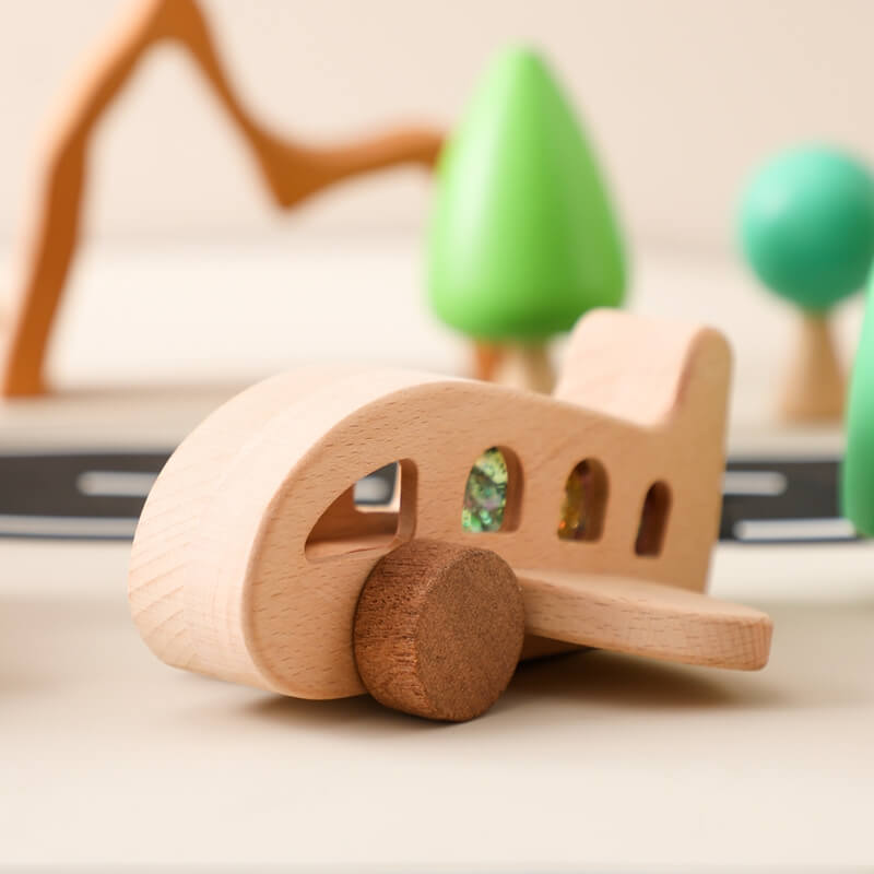 Wooden plane toy babies toddlers, safe educational imagination perfect for birthdays, Christmas, Easter, Halloween, Valentine's Day, Hanukkah, and Kwanzaa